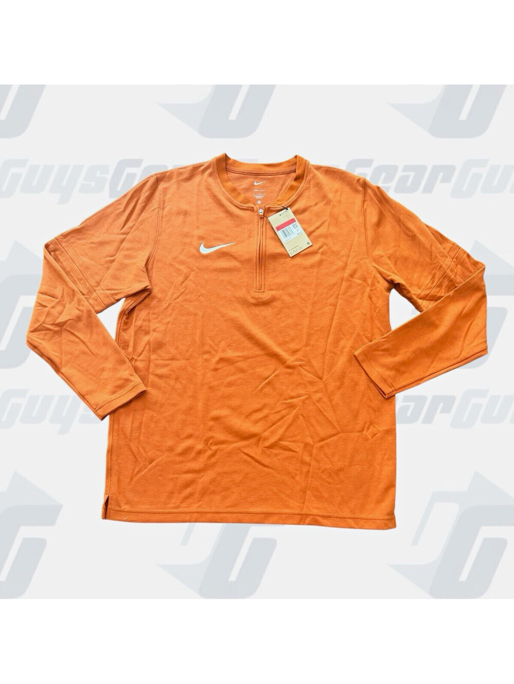 Nike Dri-FIT Mens Orange 1/4 Zip Long Sleeve Pullover University of Texas Size L